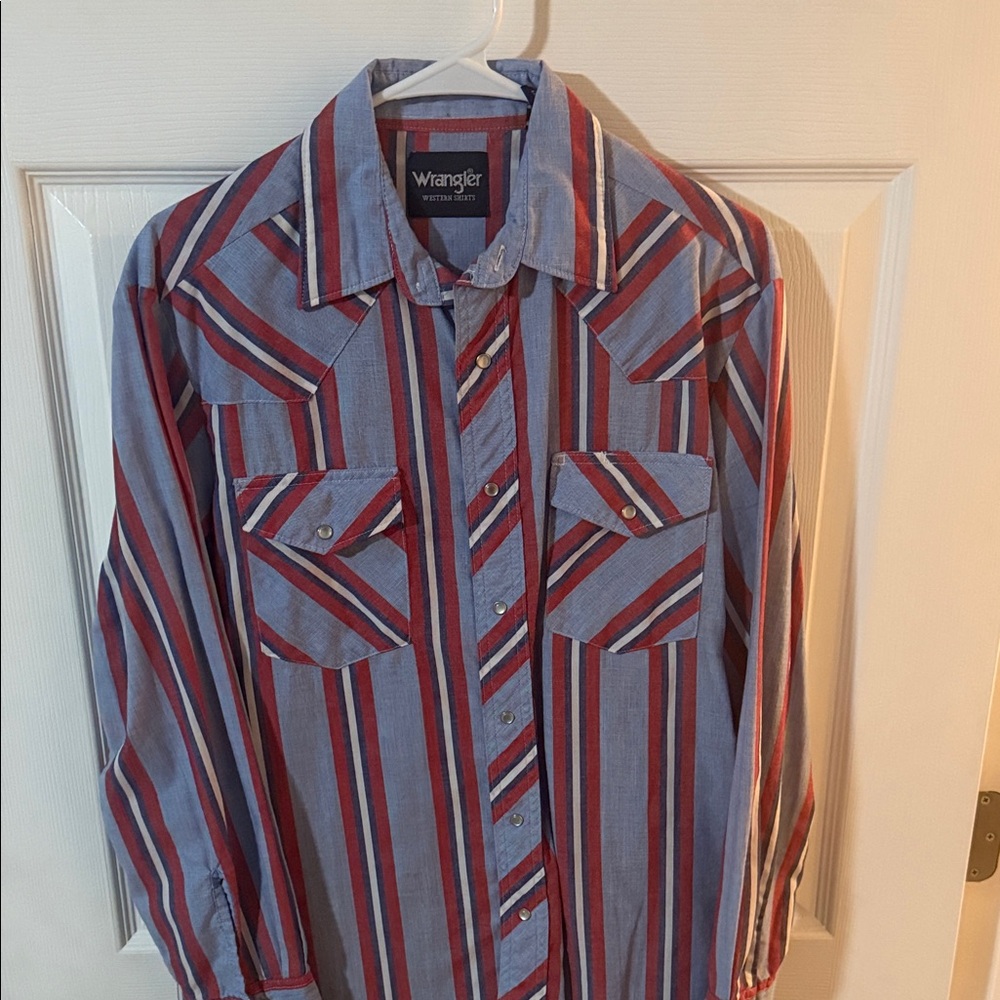 Wrangler Red and Blue Striped Western Shirt
